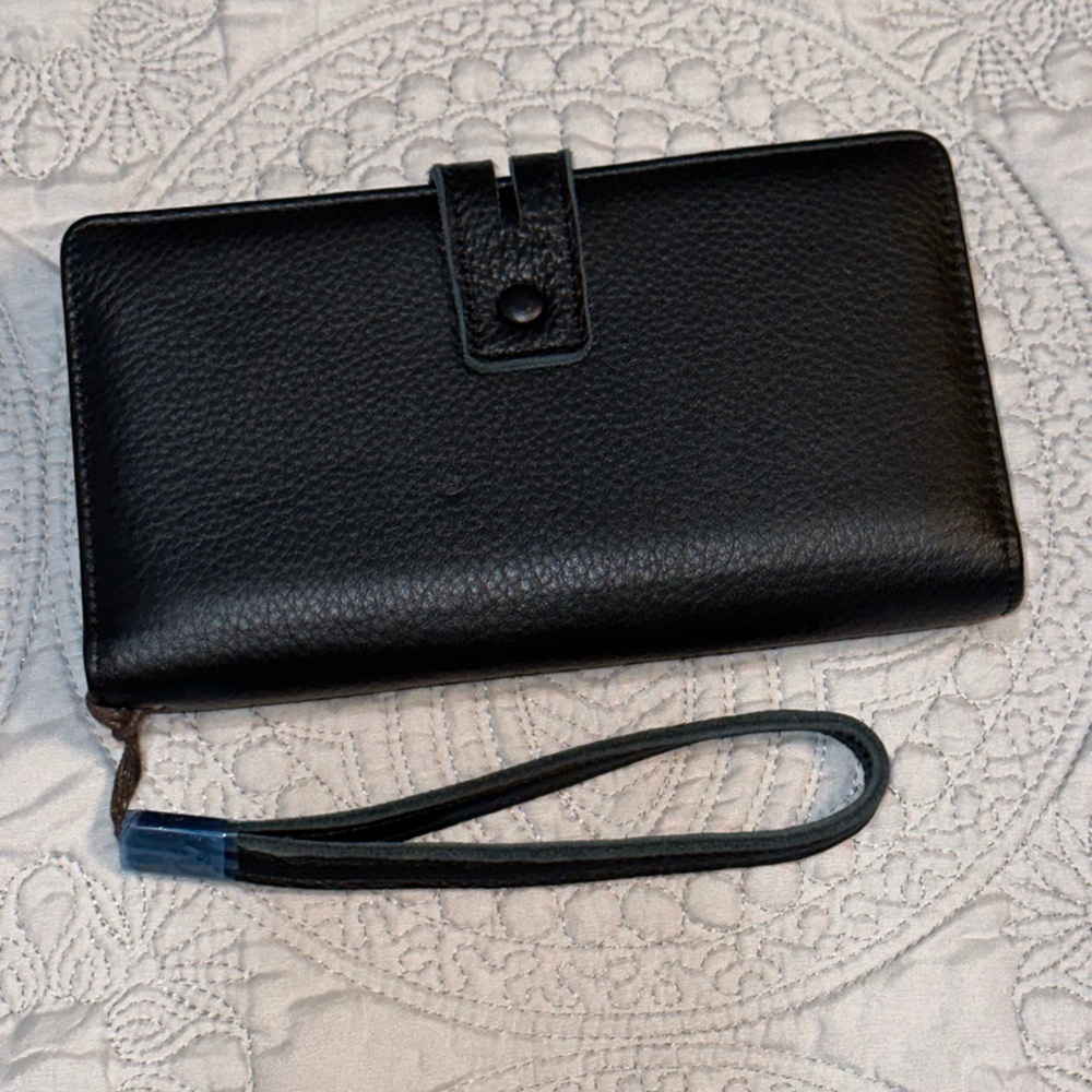 New Women's Big Fat Rfid Leather Wristlet Organizer Large With Zipper Pocket